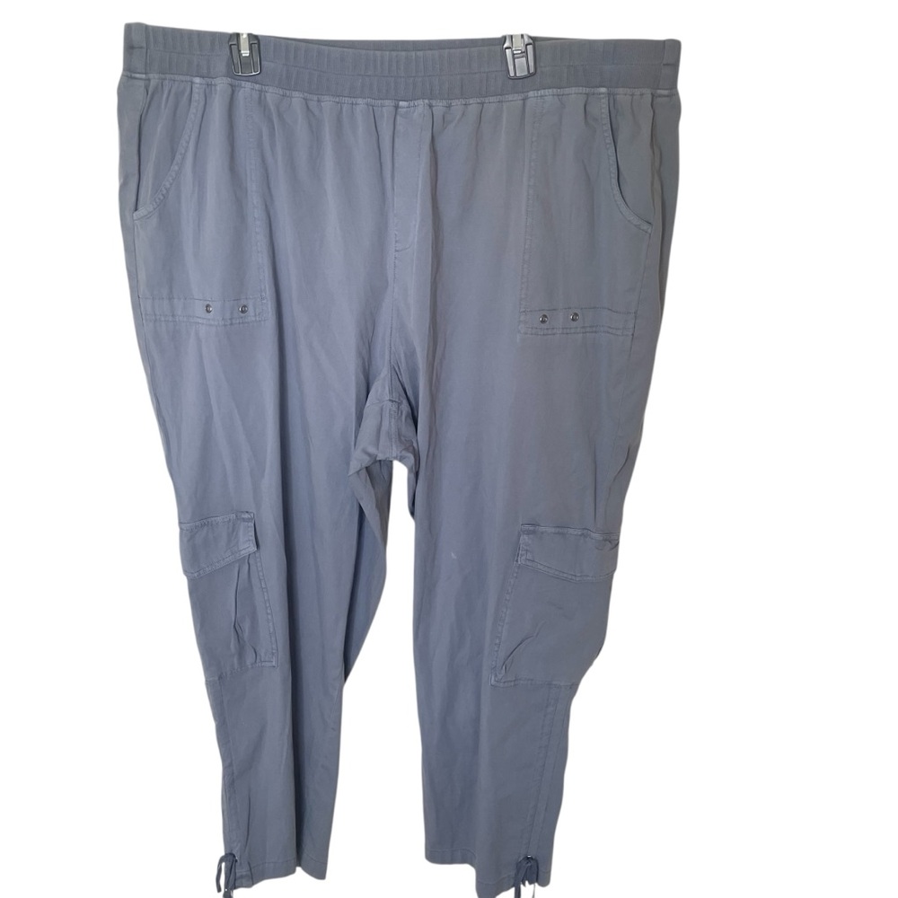 NEW WITH TAGS Soft Surroundings Slate‎ Blue Elastic Waist Capri Cargo Pants 3X
